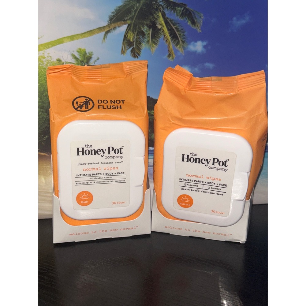 The Honey Pot Company Normal Wipes 2 Pack Intimate Parts Body 30 Count Each